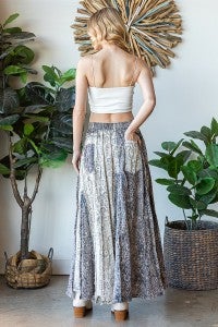 Oli & Hali- Washed Scarf Print Skirt (Blue Combo)