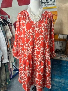 Easel- Half Sleeve Printed Dress (Cinnamon Dough)