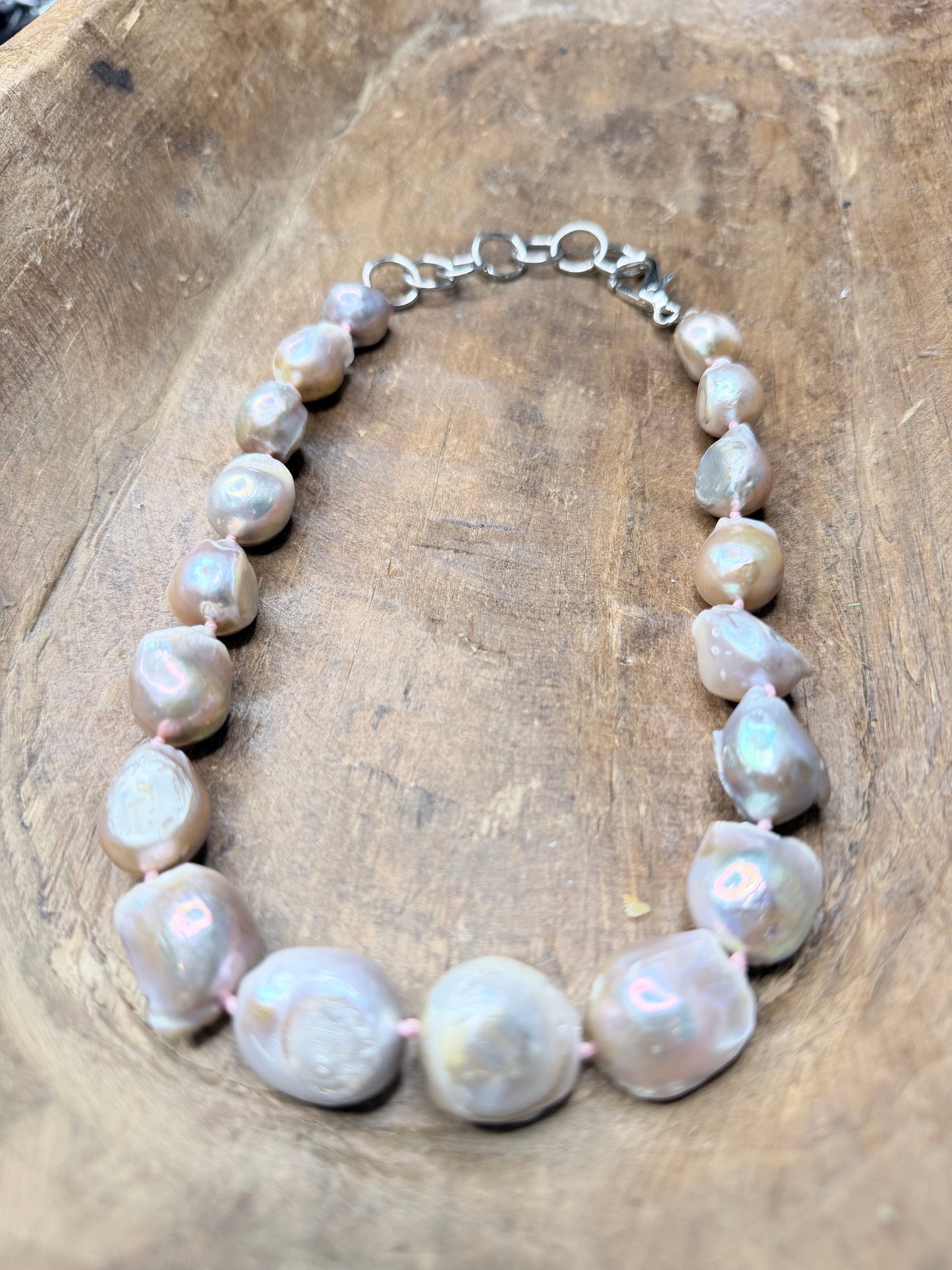 Genuine Chunky Baroque Pearl Necklace PINK