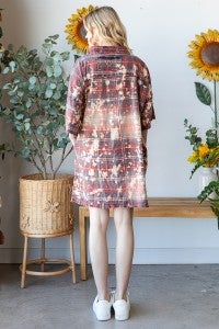 Oli & Hali- Washed Plaid Shirt/Dress (Brick)