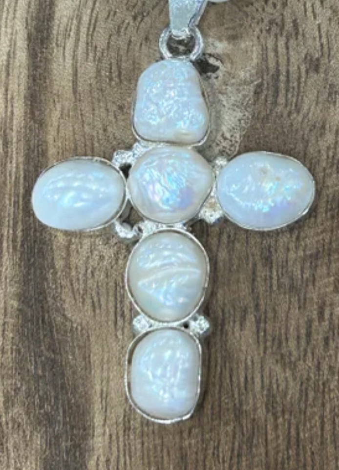 Pearly Cross Necklace