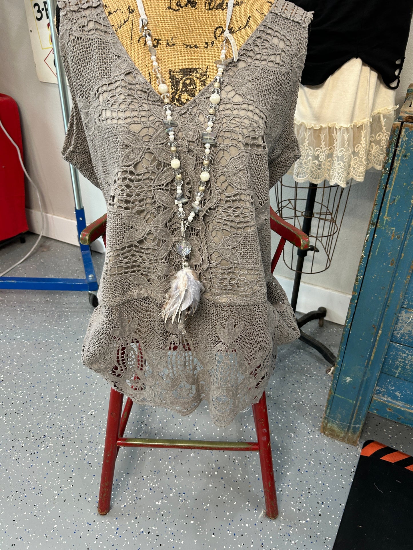 FINAL SALE Jaded Gypsy- Dream Weaver Tunic (GRAY)