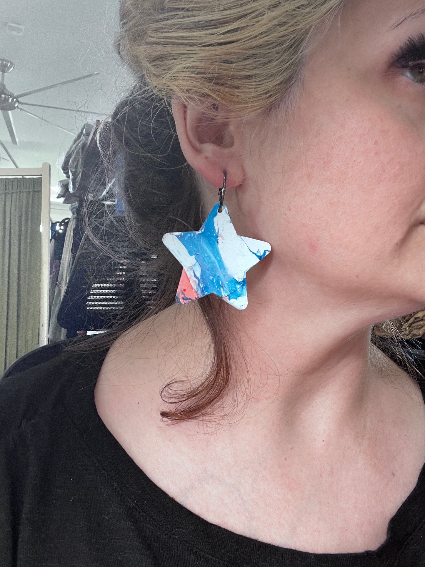 Rakel J Creations- Red, White, and Blue Star Earrings (LIGHT)
