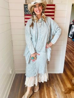 FINAL SALE Mineral Wash Thermal Block Maxi Dress