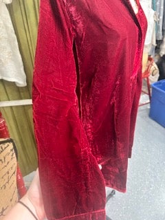 FINAL SALE Paper Lace- Long Sleeve Red Velvet Dress/Tunic (Wine)