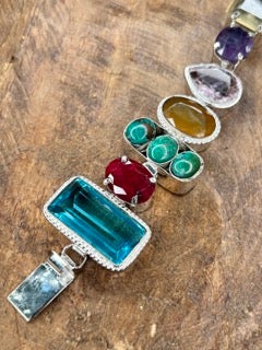 German Silver Semi Precious Stone Tray Bracelet B