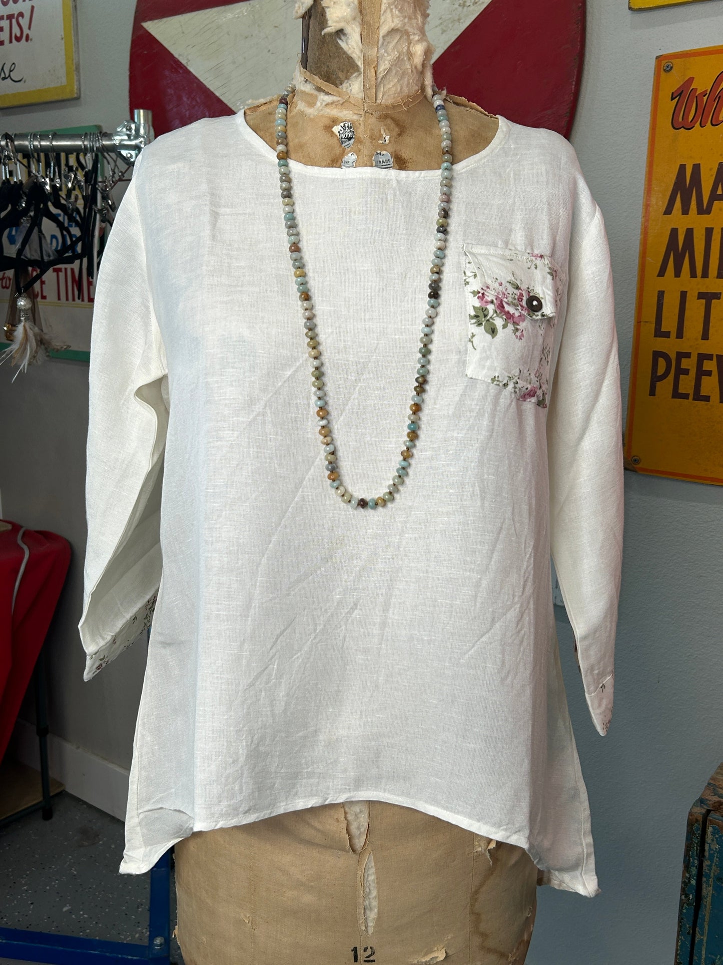 FINAL SALE! Paper Lace- Floral Linen top