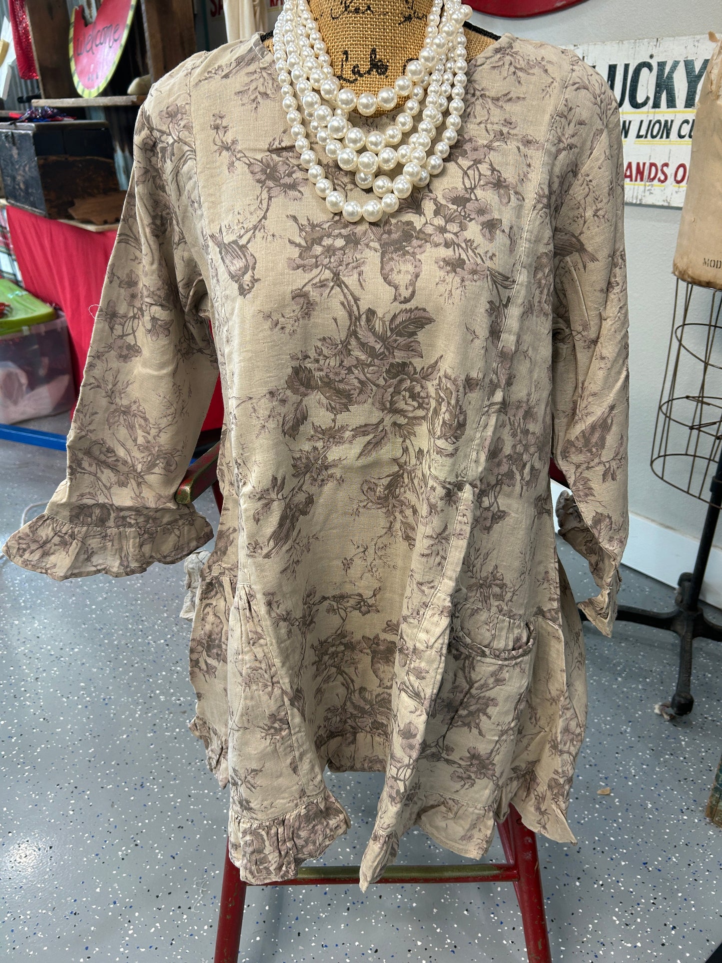 Paper Lace- Vintage Dual Pocket Tunic (Natural)