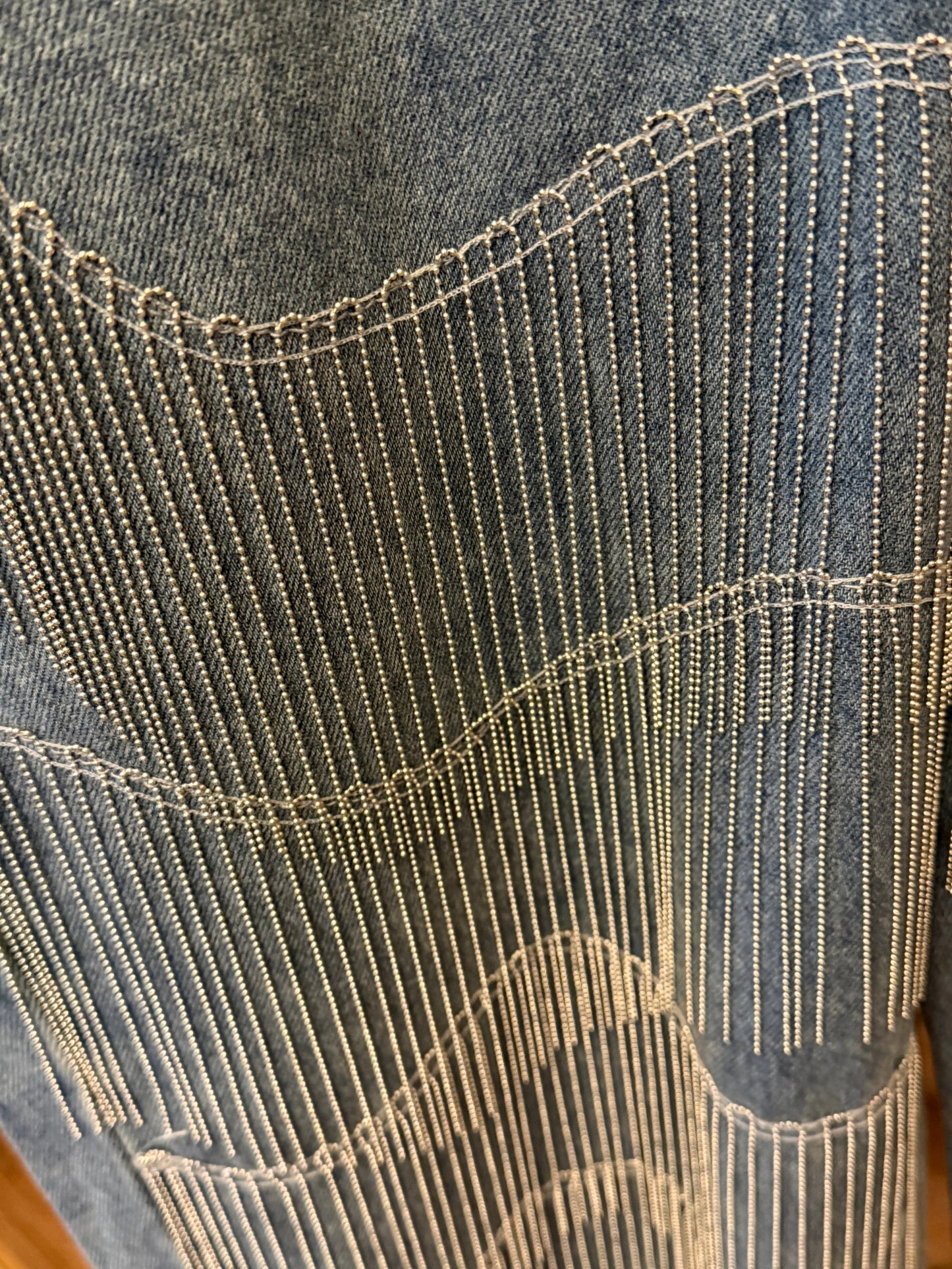 Oli & Hali- Straight-Leg Fringe Detail Jeans