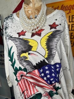 final sale Paper Lace- Long Sleeve US Flag T-Shirt