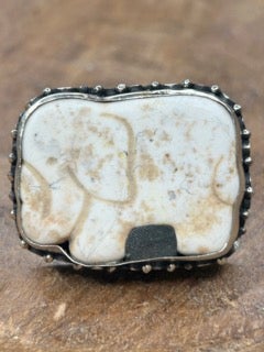 German Silver White Elephant Ring