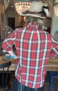 Easel- Acid Wash Button Down Plaid (Red)
