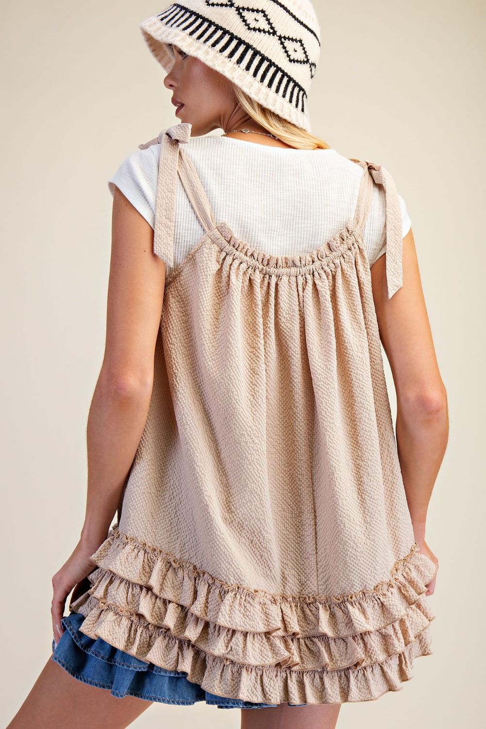 Easel- Tie Shoulder Seersucker (Natural)