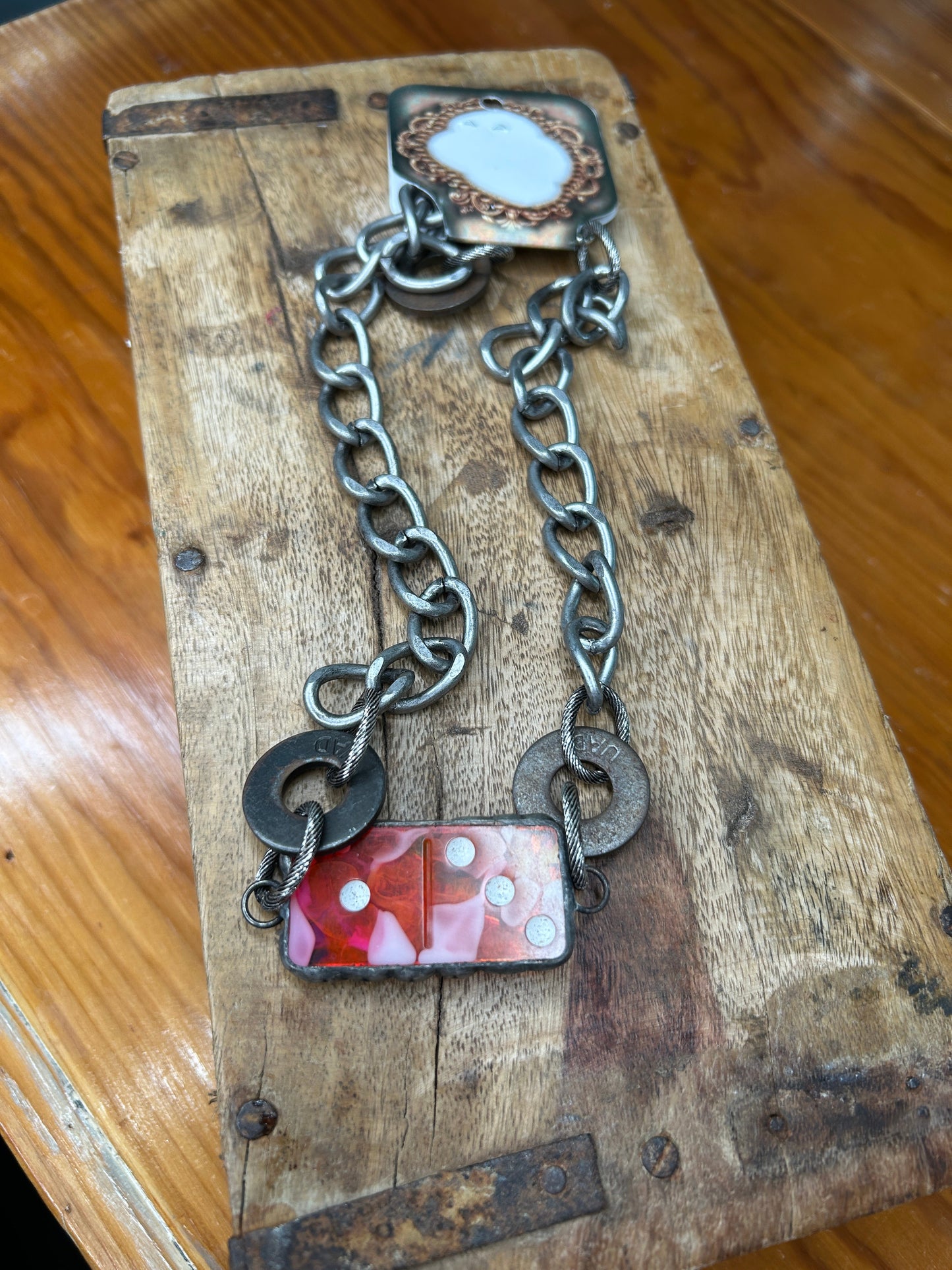 Art By Amy- Pink and Red Domino Necklace (4)