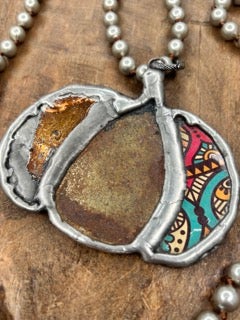 Art by Amy- Soldered Tin Pumpkin Necklace (D)