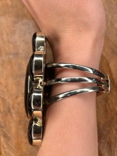 German Silver Carved Onyx Cuff