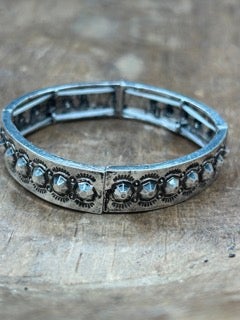Textured Silver Metal Stretch Bracelet