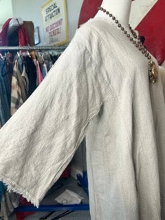 FINAL SALE Paper Lace- Long Sleeve Linen Dress (Natural)
