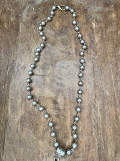 Tibetan Silver Bone Carved Star Necklace