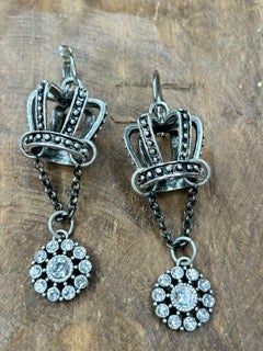 Art By Amy- Rhinestone and Crown Earrings