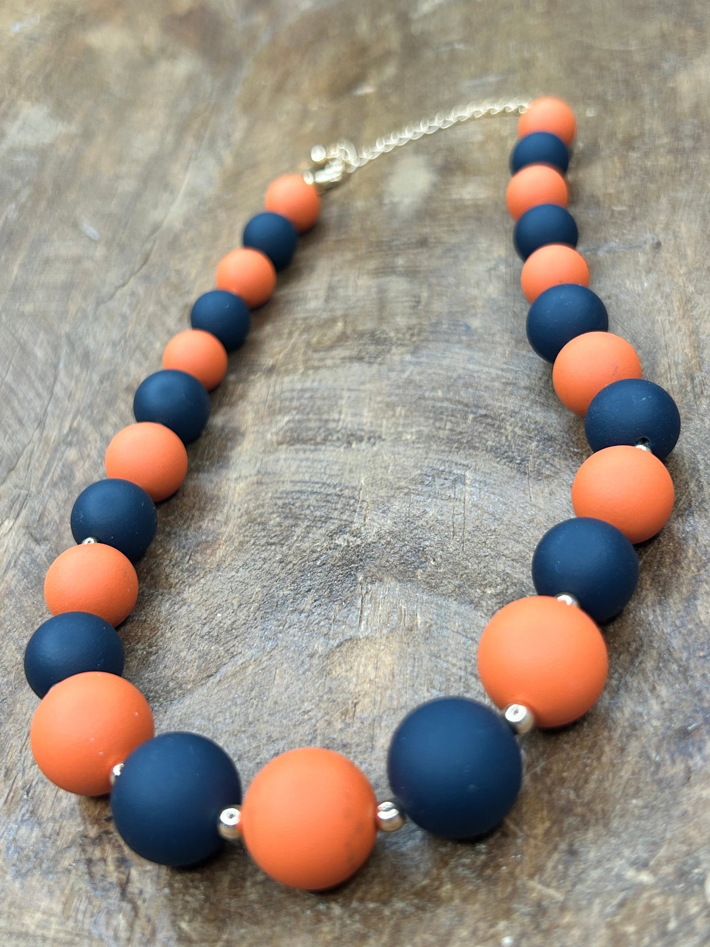 Orange and Black Beaded Necklace