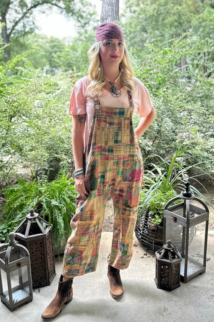 Jaded Gypsy- Travels Awaits Overalls (Patchwork Garden)