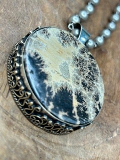 German Silver Dendritic Jasper Necklace B
