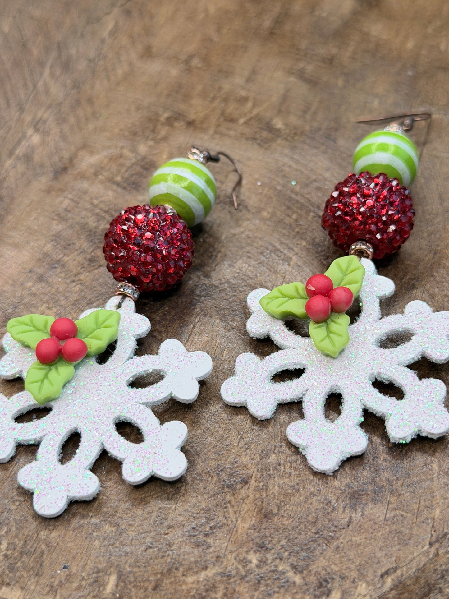Red and Green Snowflake Earrings - ERR ORIGINAL