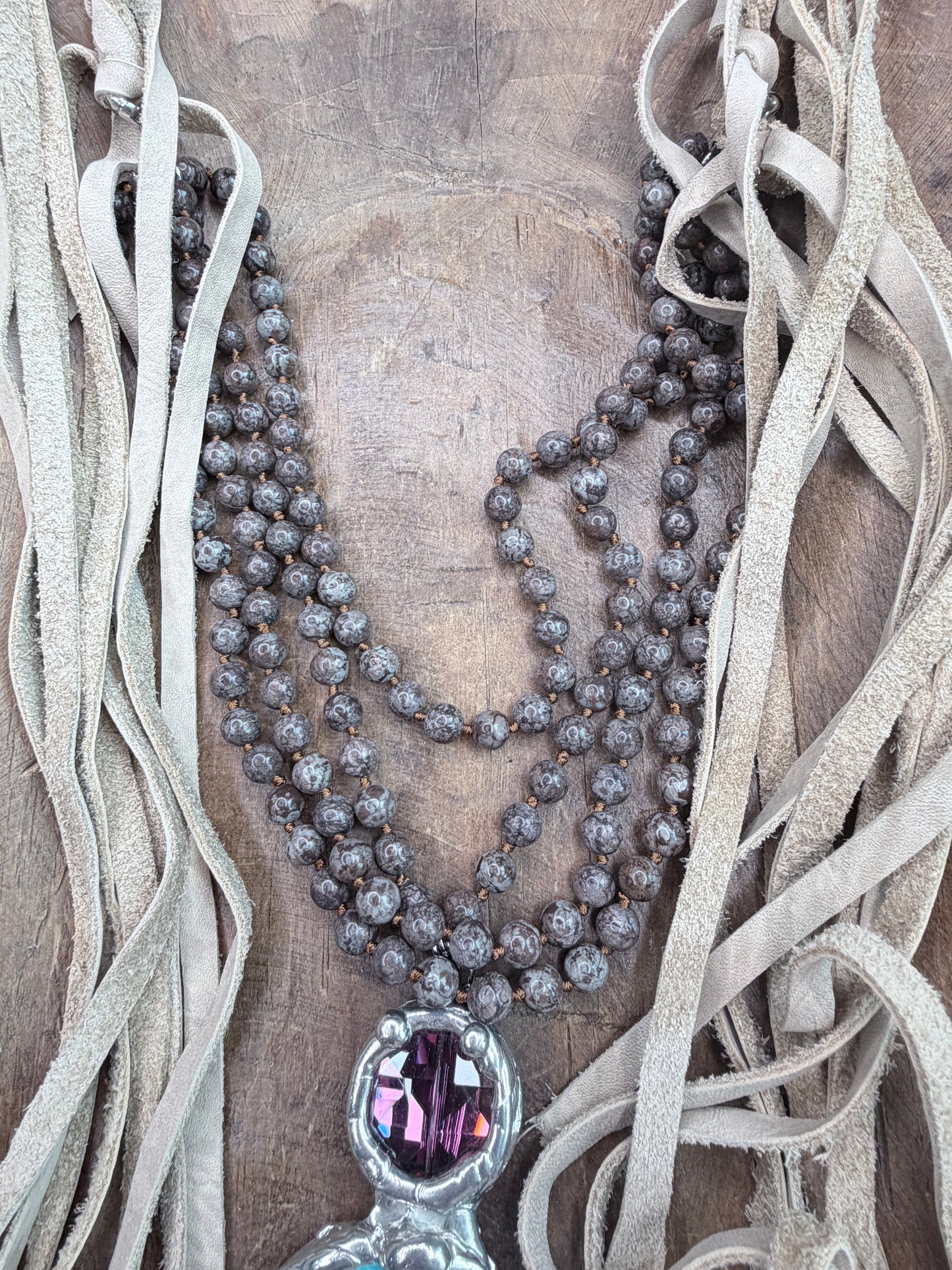 Soldered Blue Howlite and Agate Layered Necklace