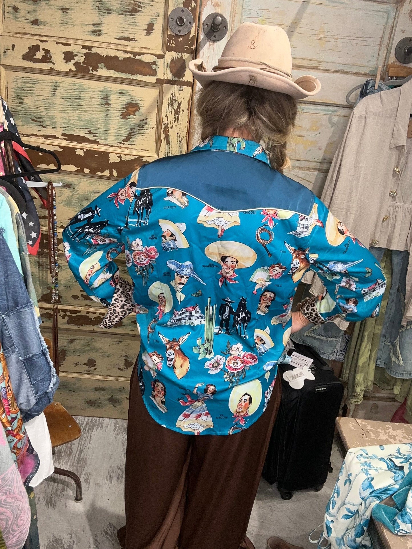 A Rare Bird- El Chicote Satin Western Shirt