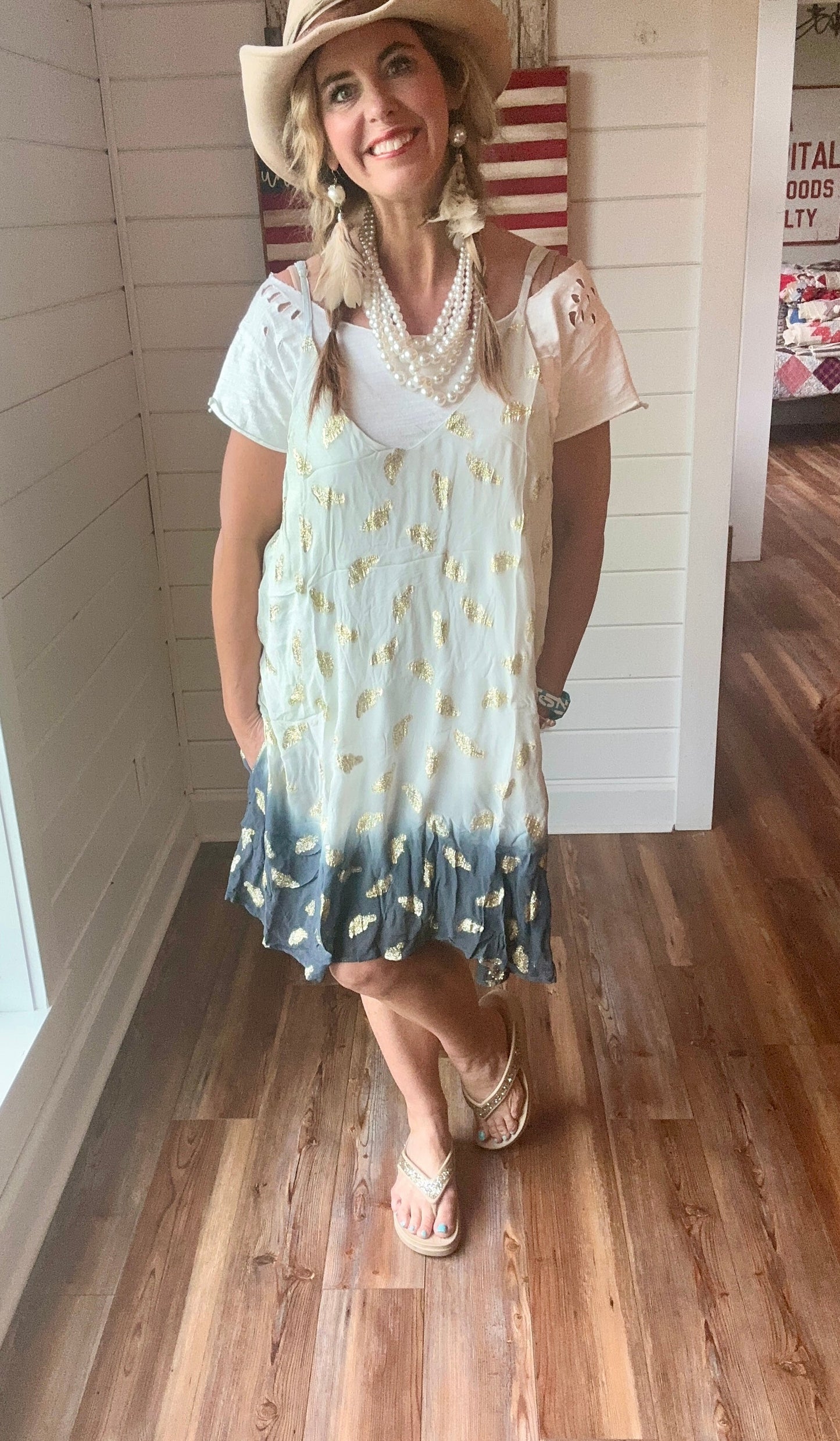 Final Sale RARE BIRD Vegas Summer Dress - navy