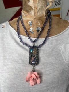 Art By Amy- Crystals and Domino Necklace