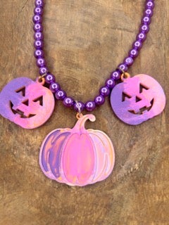 Rakel J Creations- Purple Pumpkins Necklace