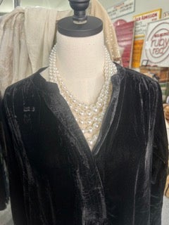 FINAL SALE Paper Lace- Long Sleeve Velvet Dress/Tunic (Black)