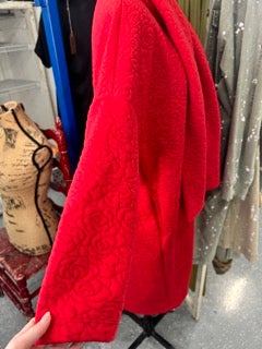 Embroidered Rose Red Wrap Jacket