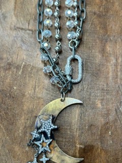 Art by Amy- Blingy Star and Moon Necklace