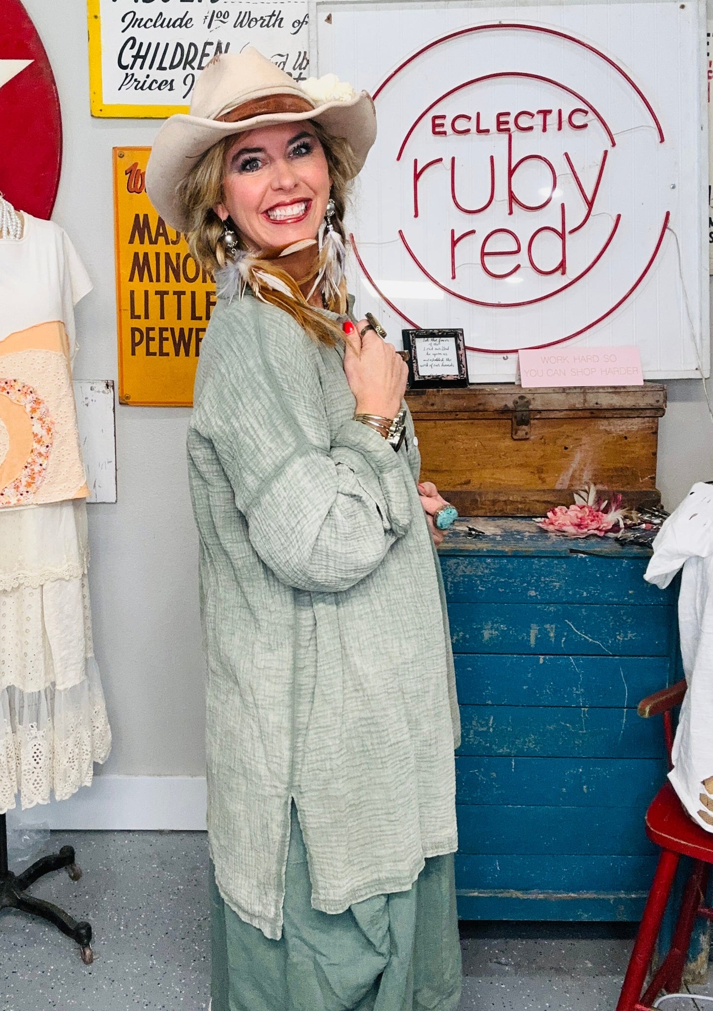 Long Sleeve Button Up Tunic/Shirt (Olive)