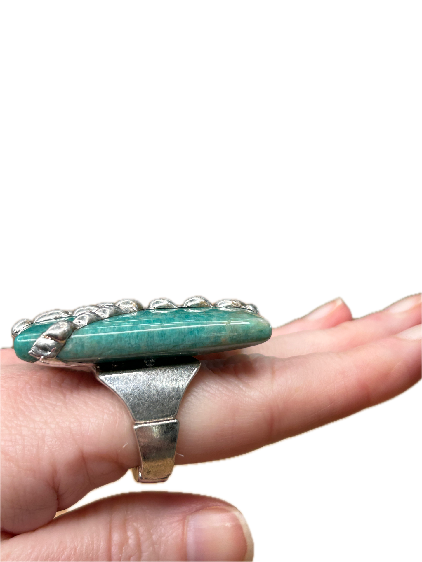 Rectangular Soldered Amazonite Peace Ring