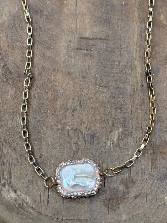 Lost & Found- Dainty Pearl and Rhinestone Necklace