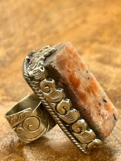 Tibetan Silver and Sunstone Ring F