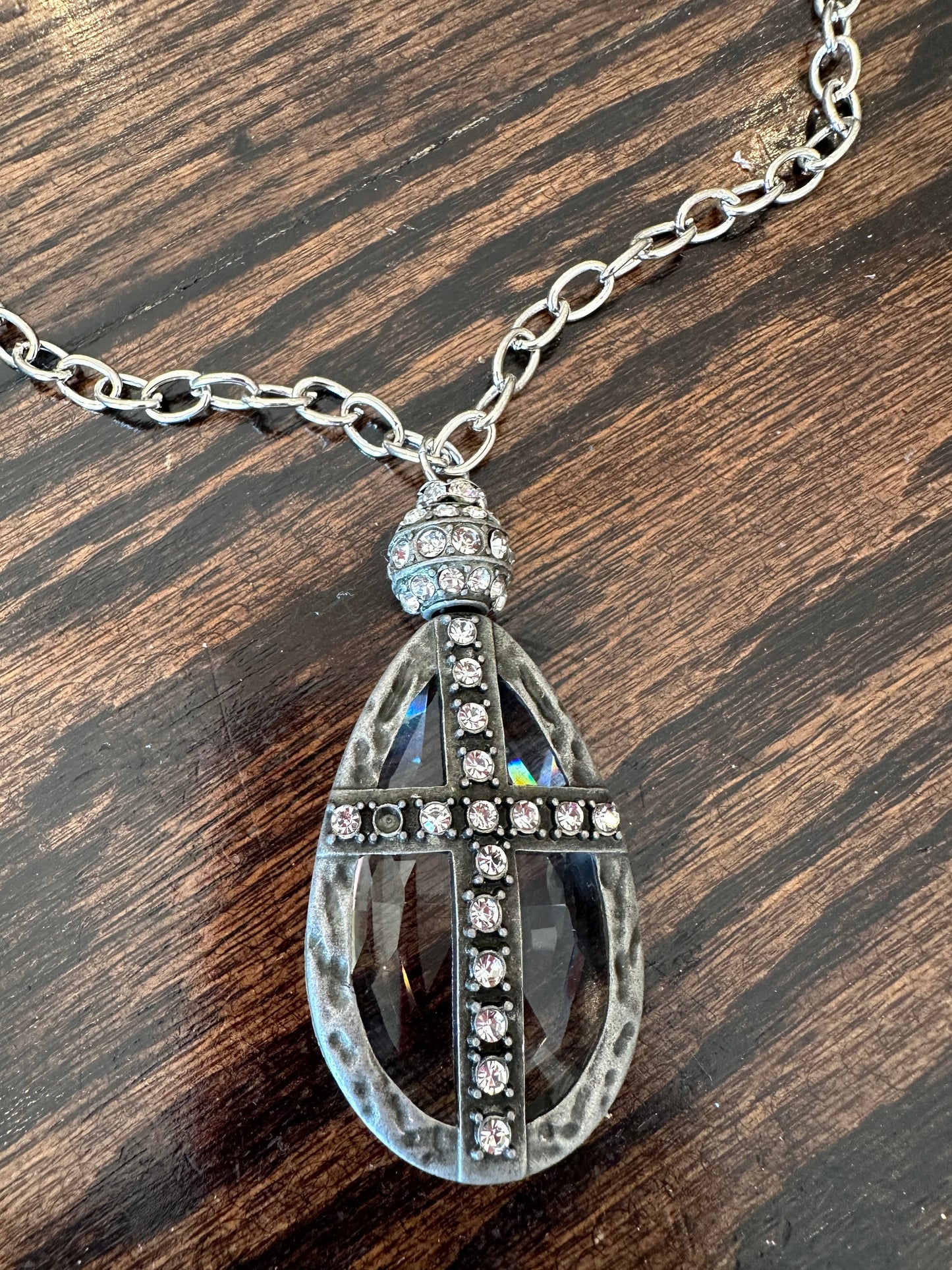 Rare Bird- Soldered Crystal Cross Necklace