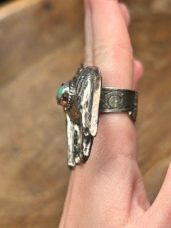 Tibetan Silver and Turquoise Donkey Ring