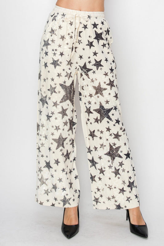 Origami- Drawstring Star Print Pants