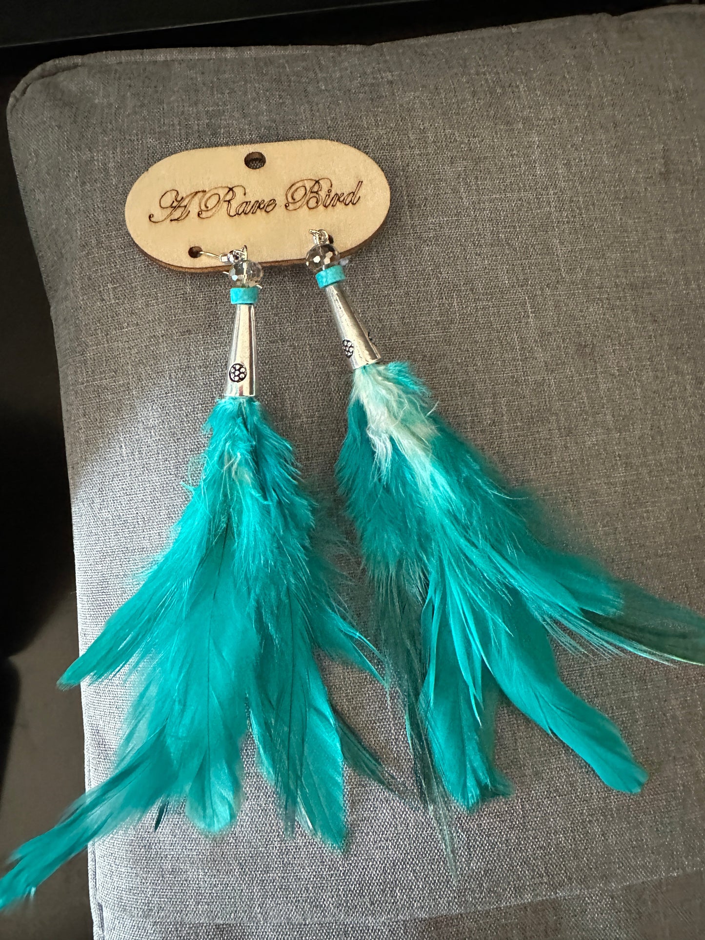 Rare Bird Turquoise Feather Earring