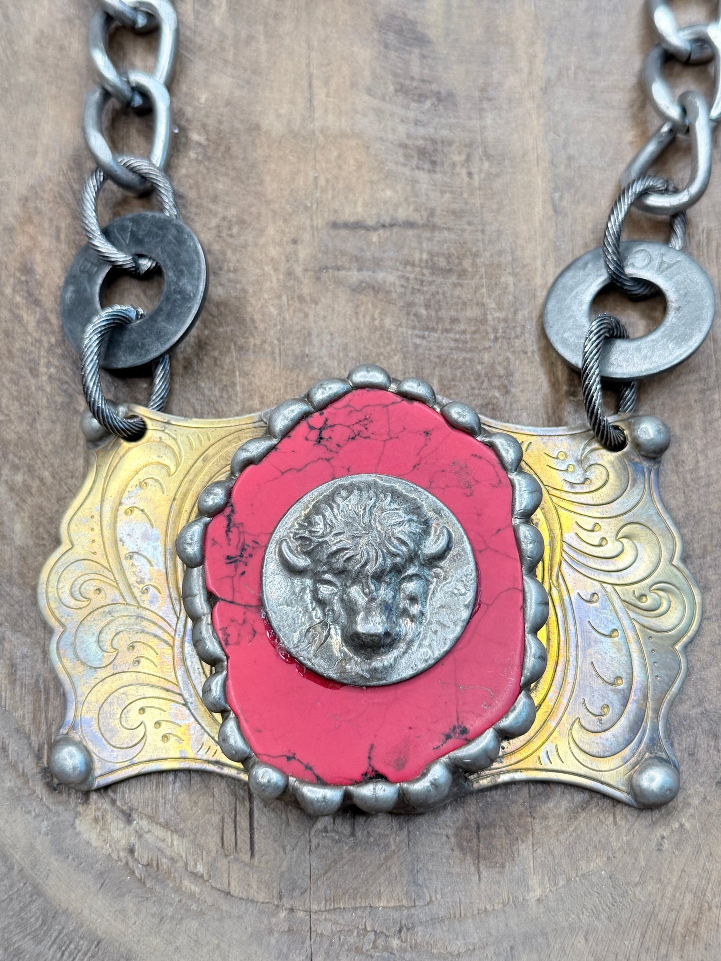 Art by Amy- Soldered Red Howlite Bull Necklace