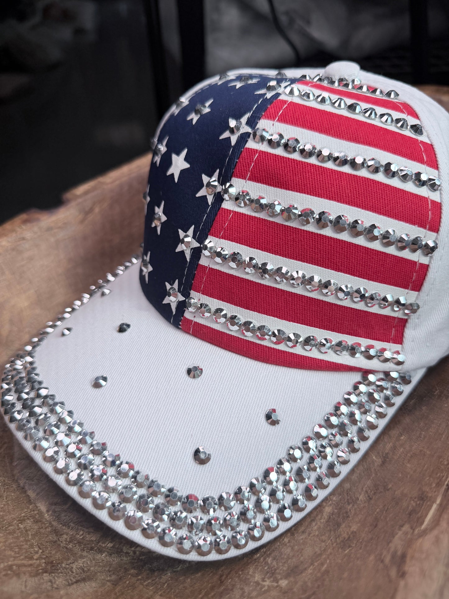 Bedazzled American Flag Ball Cap