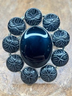 German Silver Carved Onyx Cuff