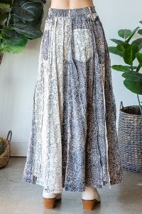 Oli & Hali- Washed Scarf Print Skirt (Blue Combo)