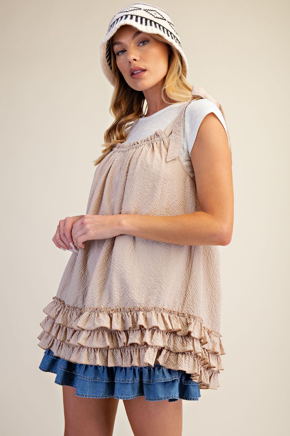 Easel- Tie Shoulder Seersucker (Natural)