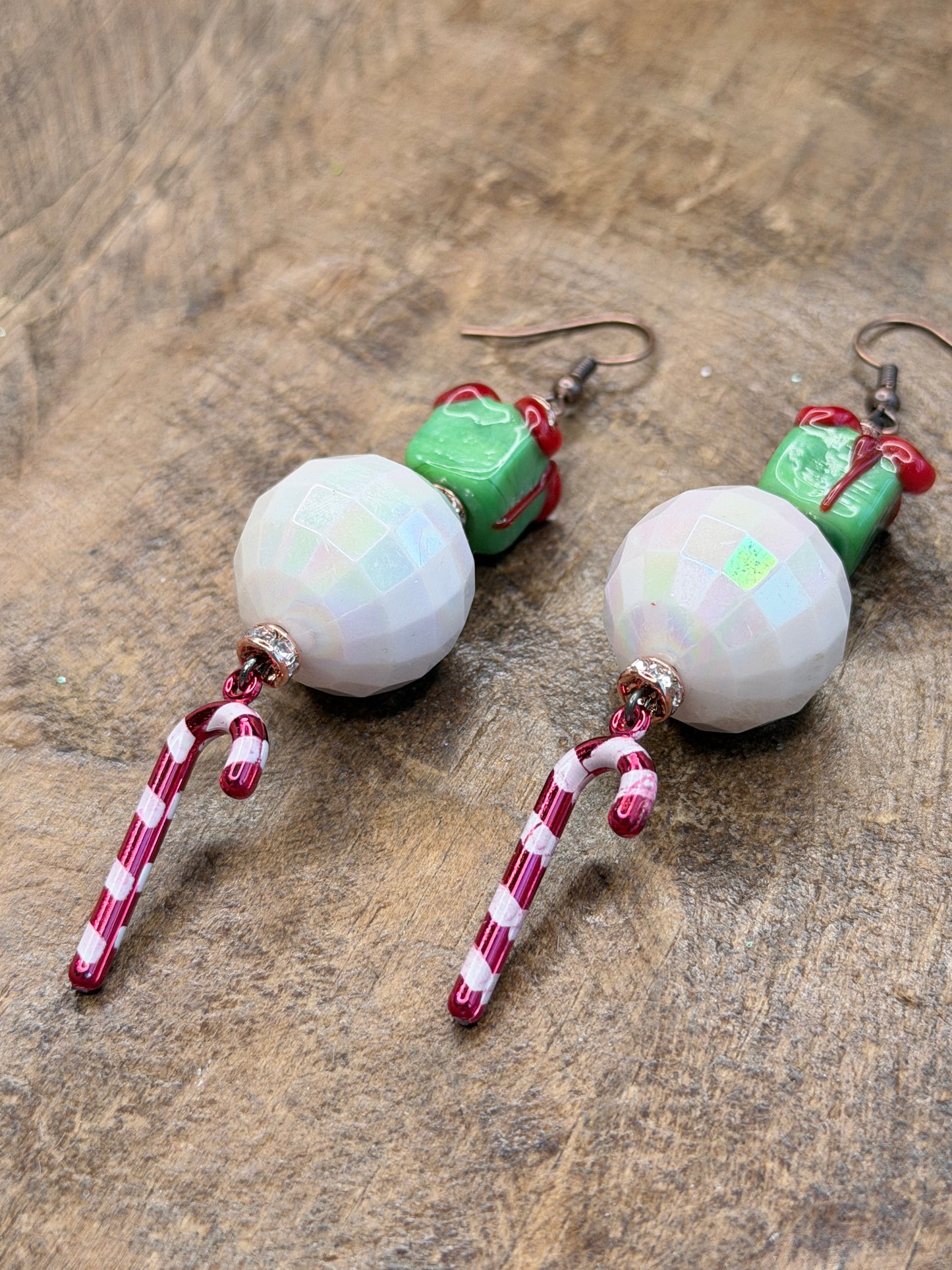 Candy Cane and Present Earrings - ERR ORIGINAL